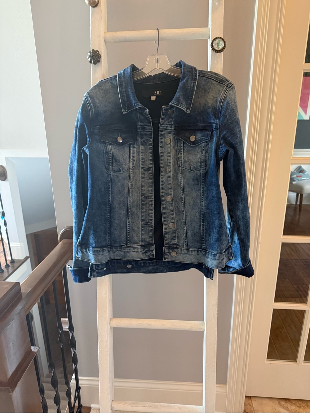 Kut from the Kloth Dark Blue Washed Denim Jacket